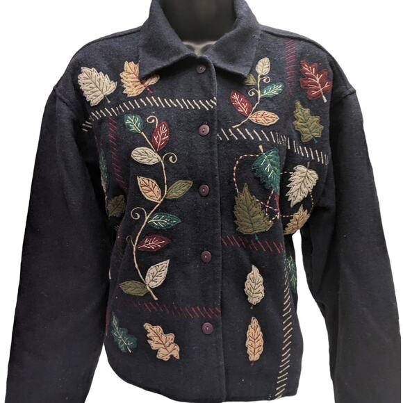 Paul Harris Jackets & Blazers - Vintage Paul Harris Jacket Cardigan Sweater Womens Large Leaf Boho 1990s Autumn